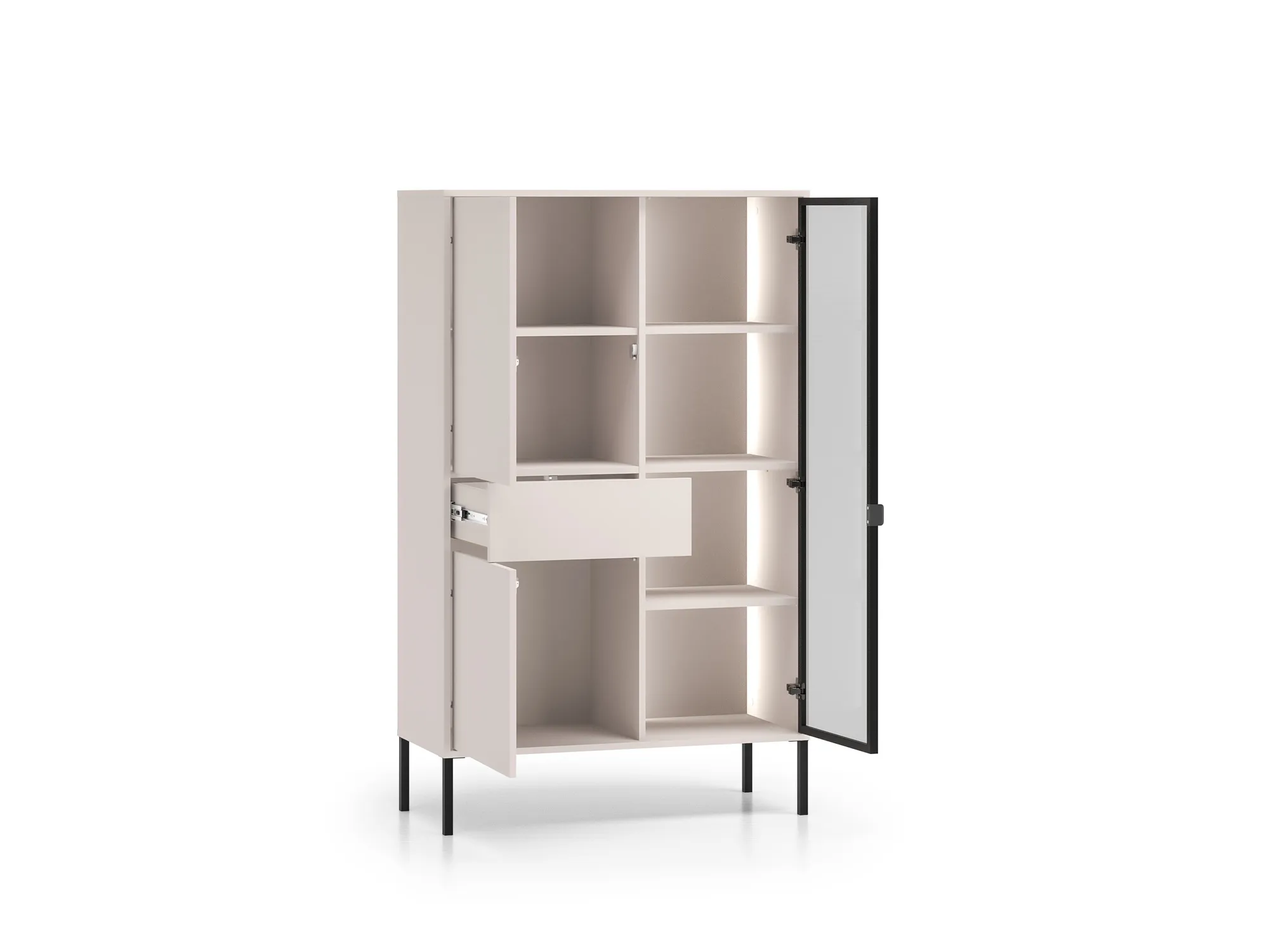 Vitrina su LED apšvietimu BARNET, kašmyro, 92x40x150 cm