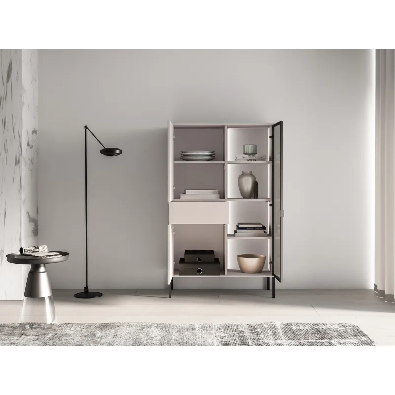 Vitrina su LED apšvietimu BARNET, kašmyro, 92x40x150 cm