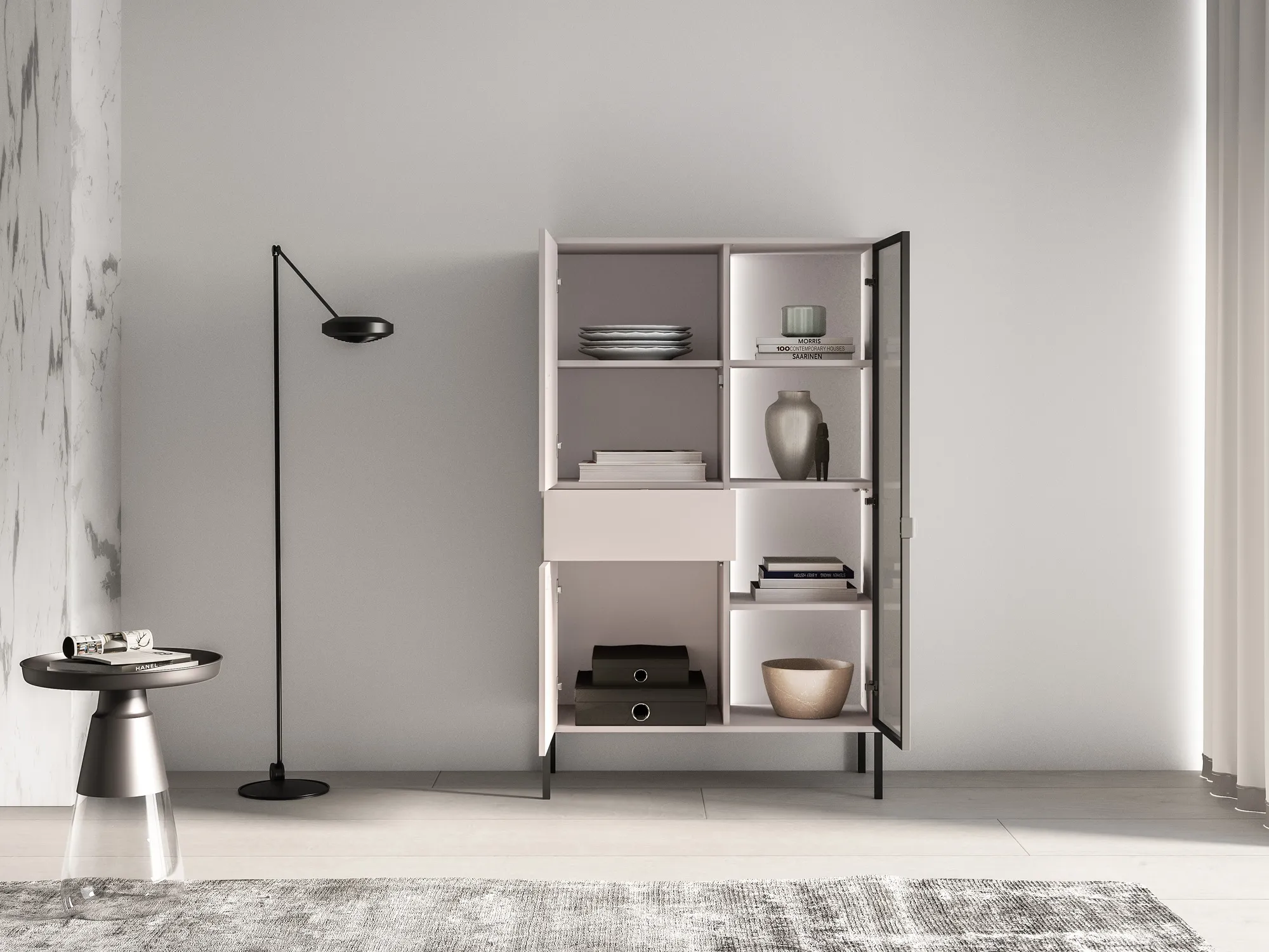 Vitrina su LED apšvietimu BARNET, kašmyro, 92x40x150 cm