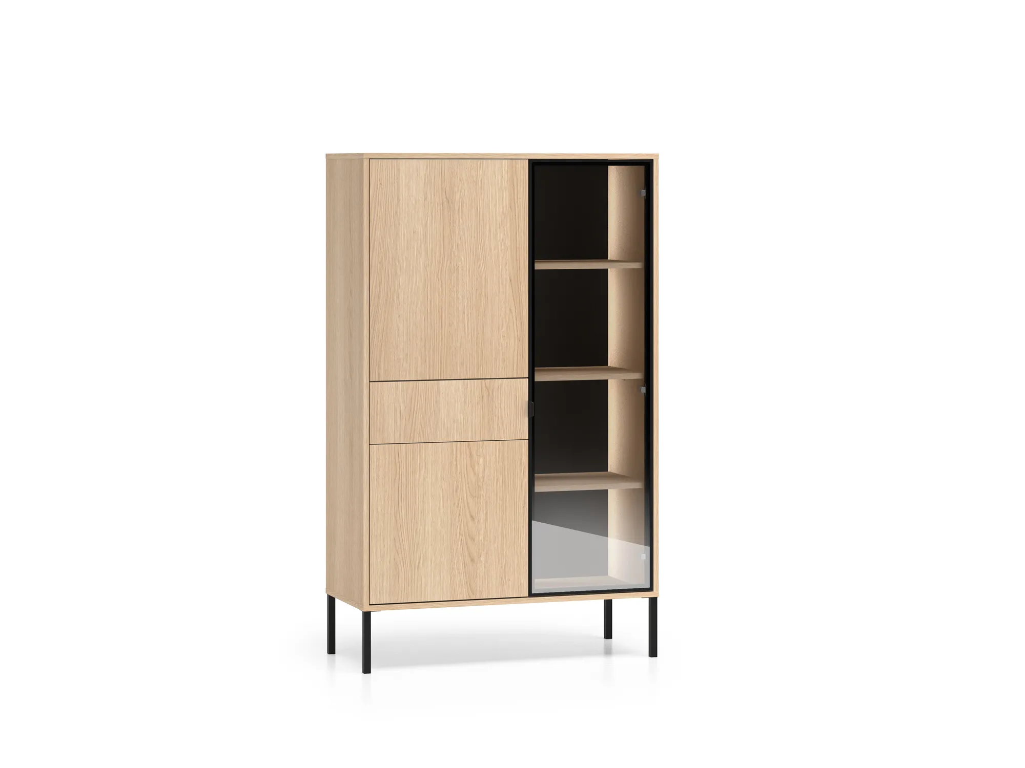 Vitrina su LED apšvietimu BARNET, ąžuolo, 92x40x150 cm