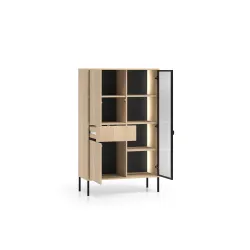 Vitrina su LED apšvietimu BARNET, ąžuolo, 92x40x150 cm