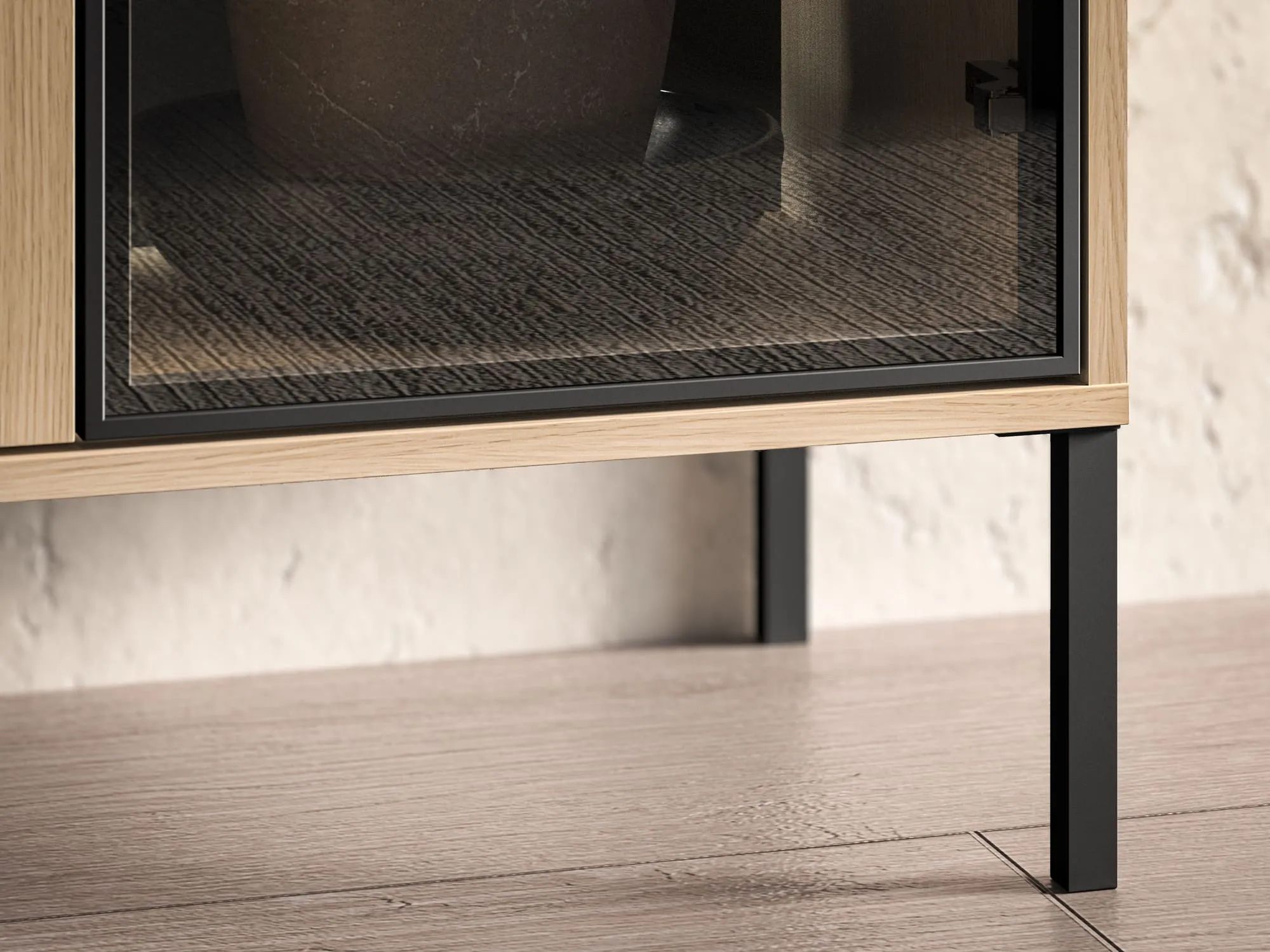 Vitrina su LED apšvietimu BARNET, ąžuolo, 92x40x150 cm