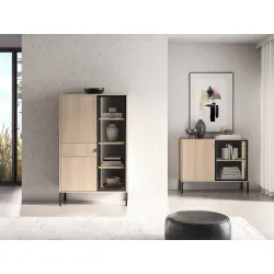 Vitrina su LED apšvietimu BARNET, ąžuolo, 92x40x150 cm