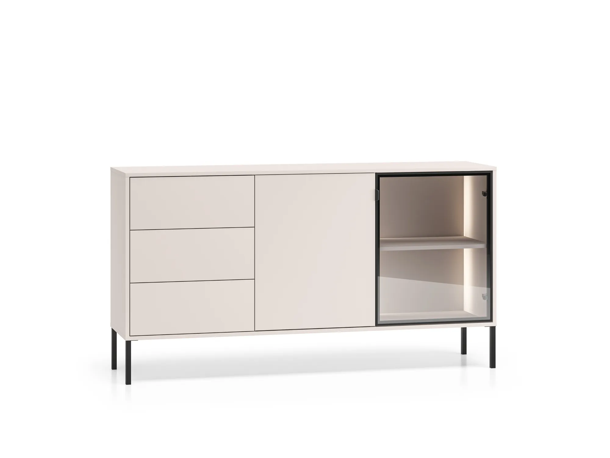 Komoda su LED apšvietimu BARNET, kašmyro, 160x40x86 cm