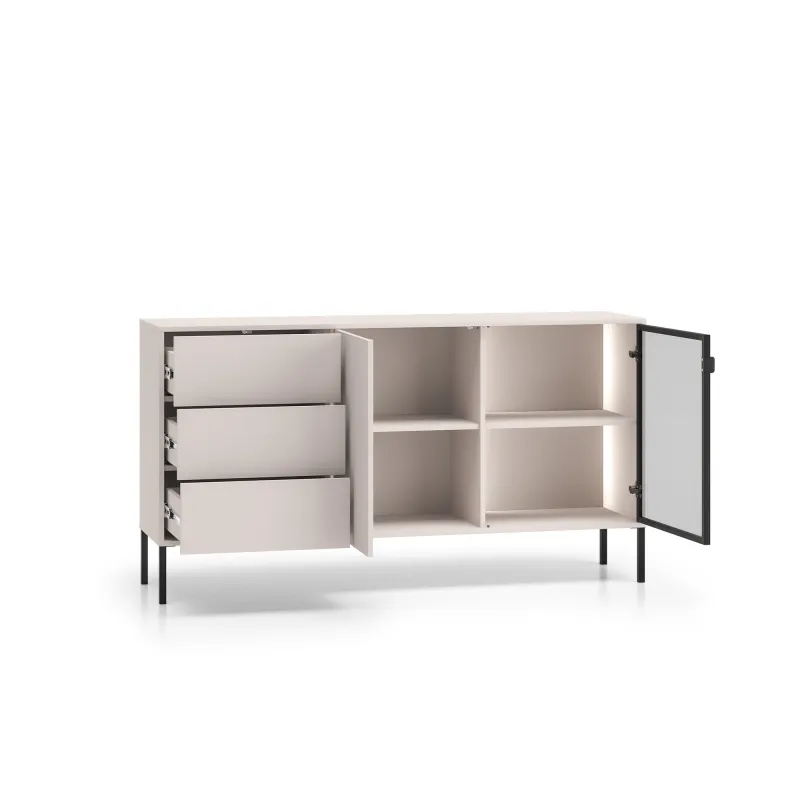 Komoda su LED apšvietimu BARNET, kašmyro, 160x40x86 cm