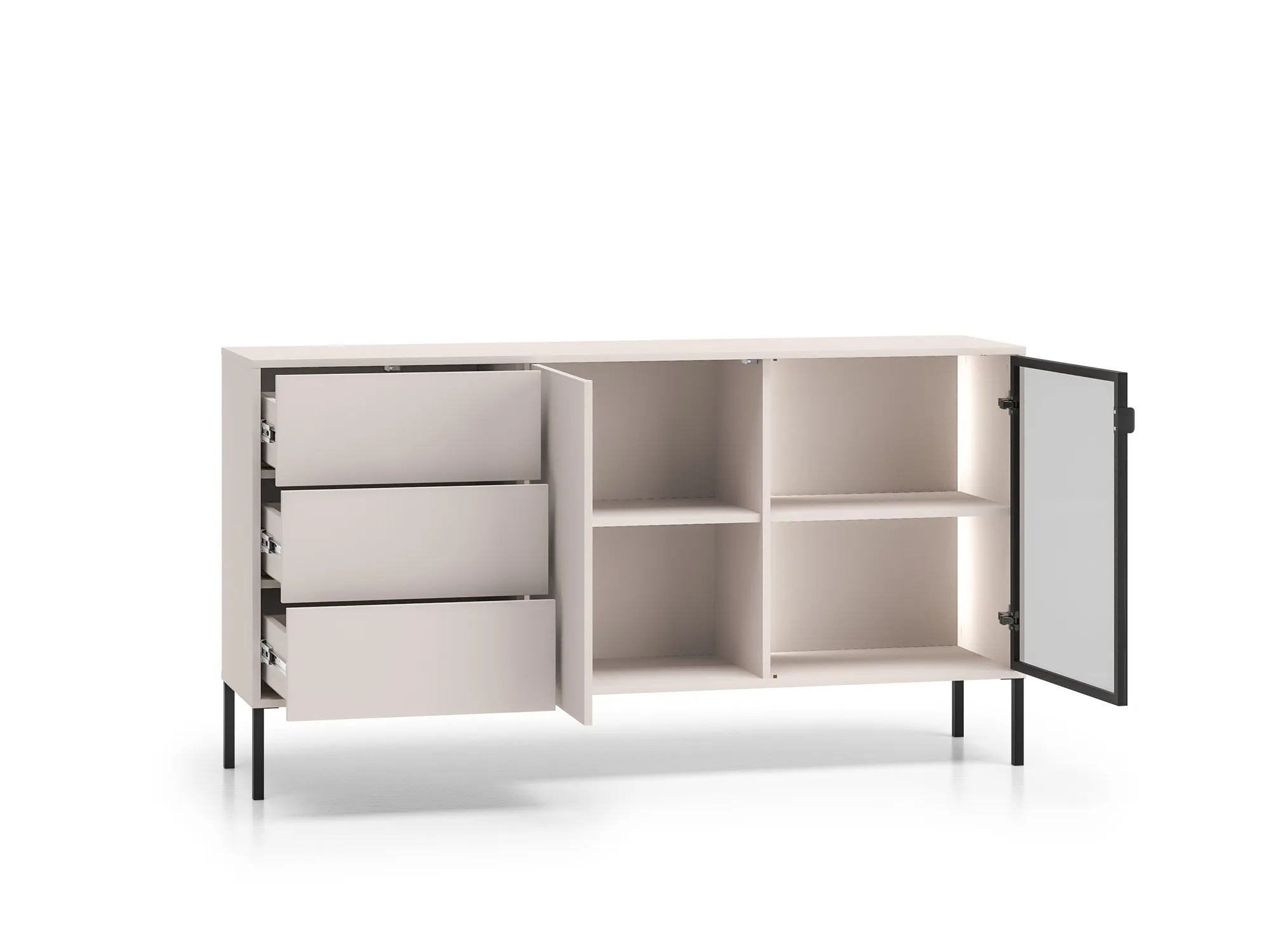 Komoda su LED apšvietimu BARNET, kašmyro, 160x40x86 cm