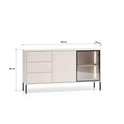 Komoda su LED apšvietimu BARNET, kašmyro, 160x40x86 cm