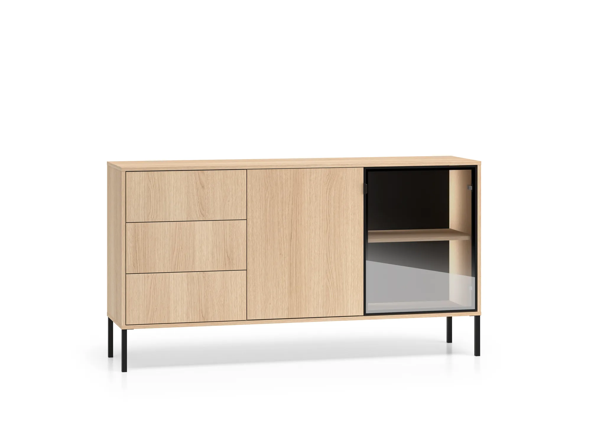 Komoda su LED apšvietimu BARNET, ąžuolo, 160x40x86 cm