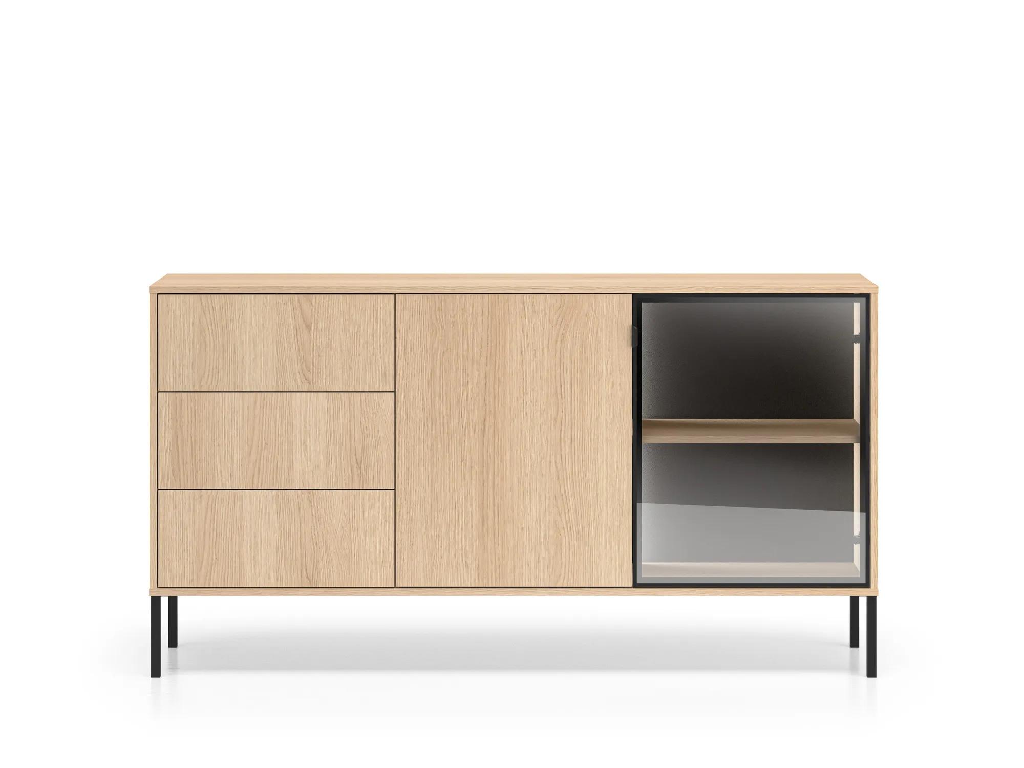 Komoda su LED apšvietimu BARNET, ąžuolo, 160x40x86 cm