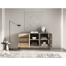 Komoda su LED apšvietimu BARNET, ąžuolo, 160x40x86 cm