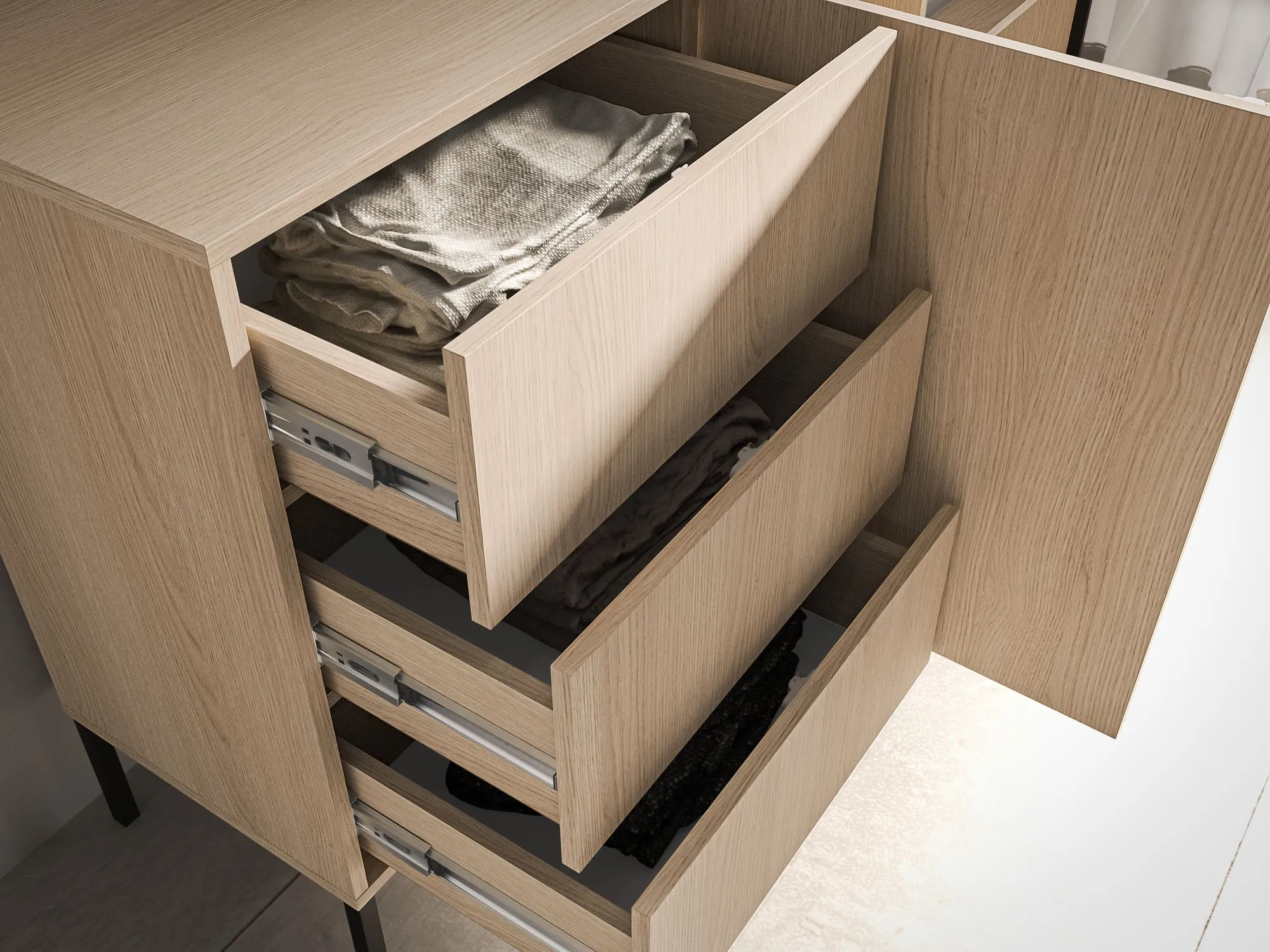 Komoda su LED apšvietimu BARNET, ąžuolo, 160x40x86 cm