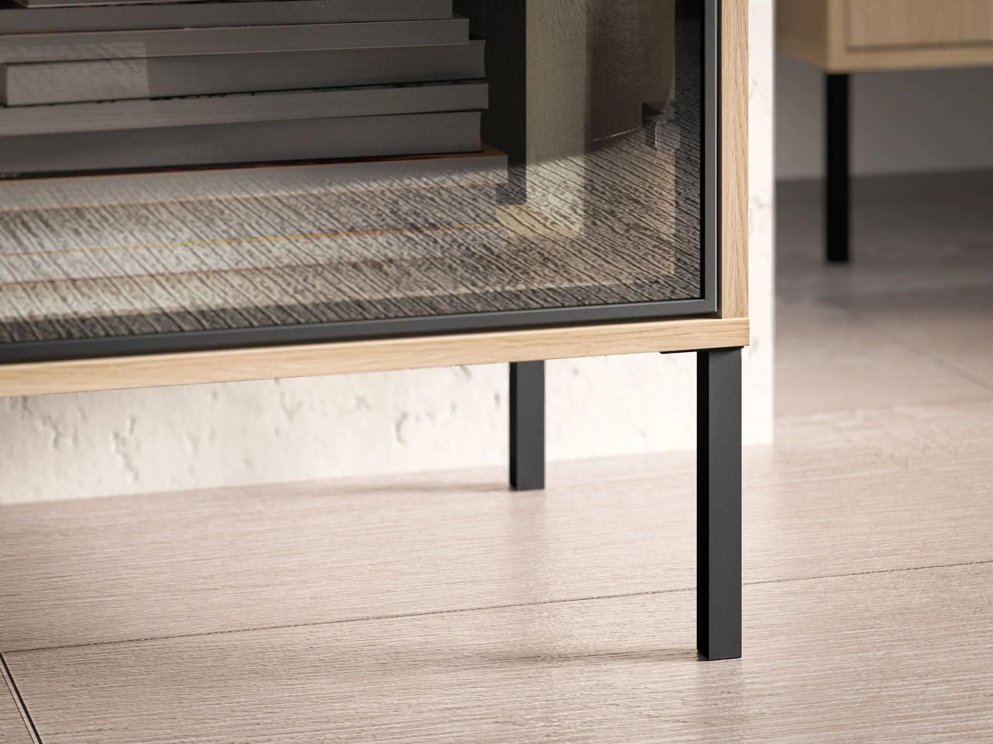 Komoda su LED apšvietimu BARNET, ąžuolo, 160x40x86 cm