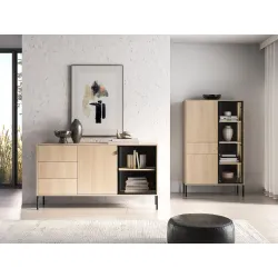 Komoda su LED apšvietimu BARNET, ąžuolo, 160x40x86 cm