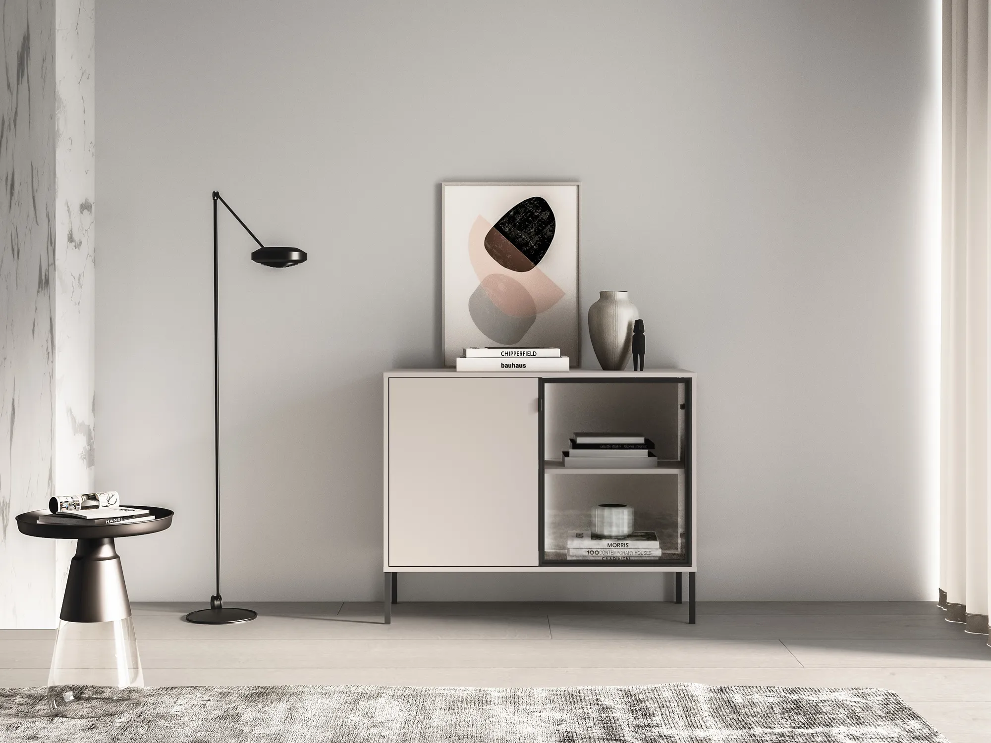 Spintelė su LED apšvietimu BARNET, kašmyro, 107x40x86 cm