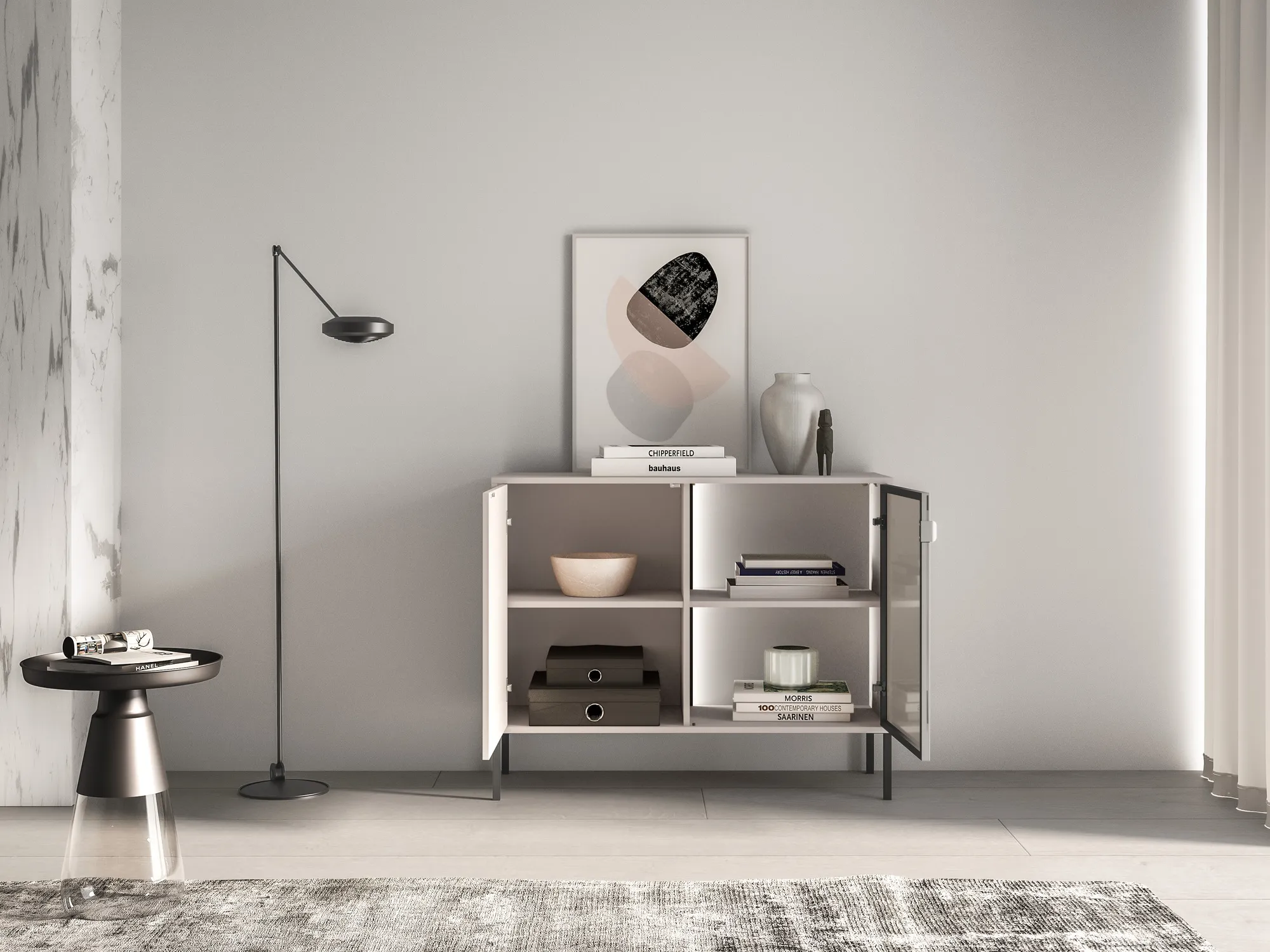 Spintelė su LED apšvietimu BARNET, kašmyro, 107x40x86 cm