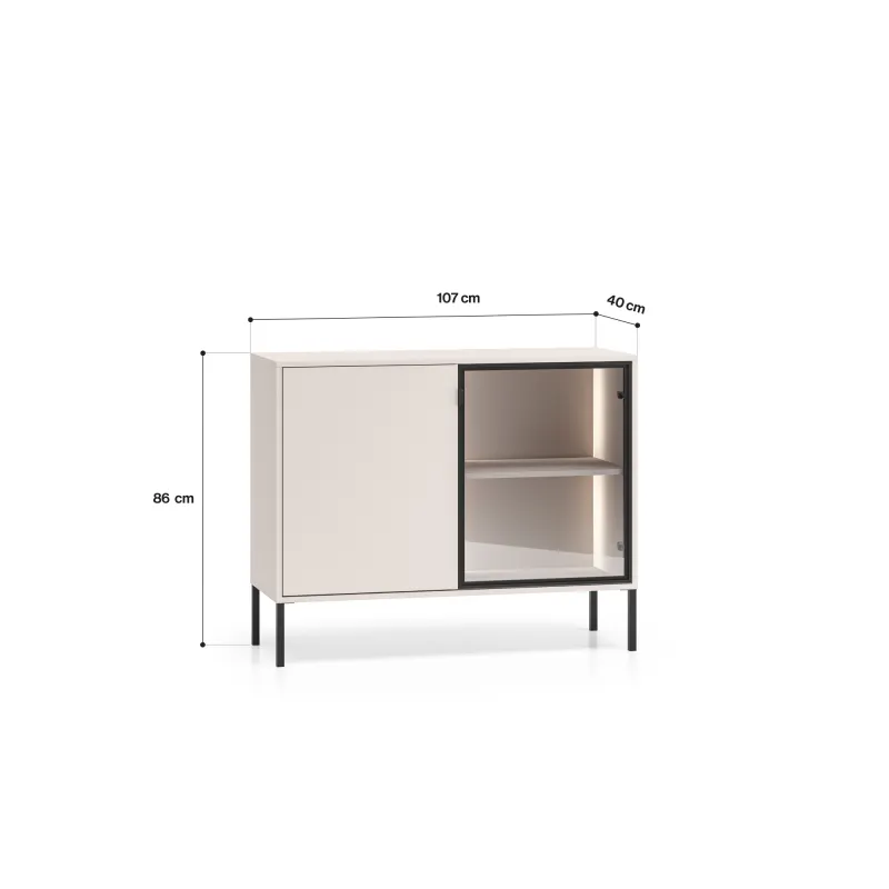 Spintelė su LED apšvietimu BARNET, kašmyro, 107x40x86 cm