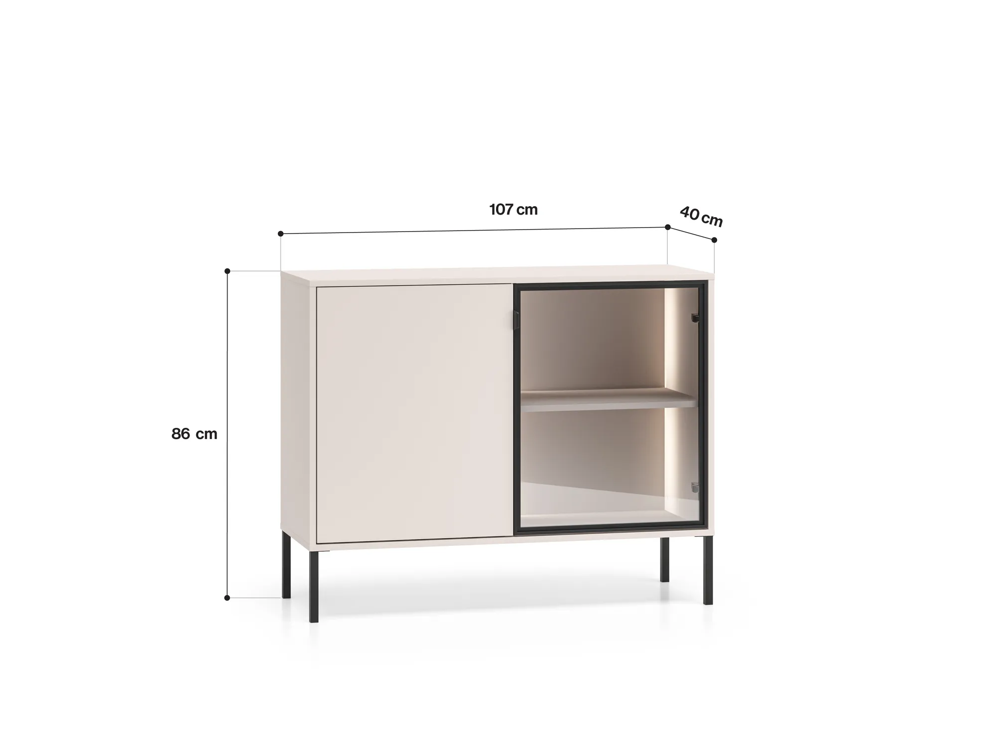 Spintelė su LED apšvietimu BARNET, kašmyro, 107x40x86 cm