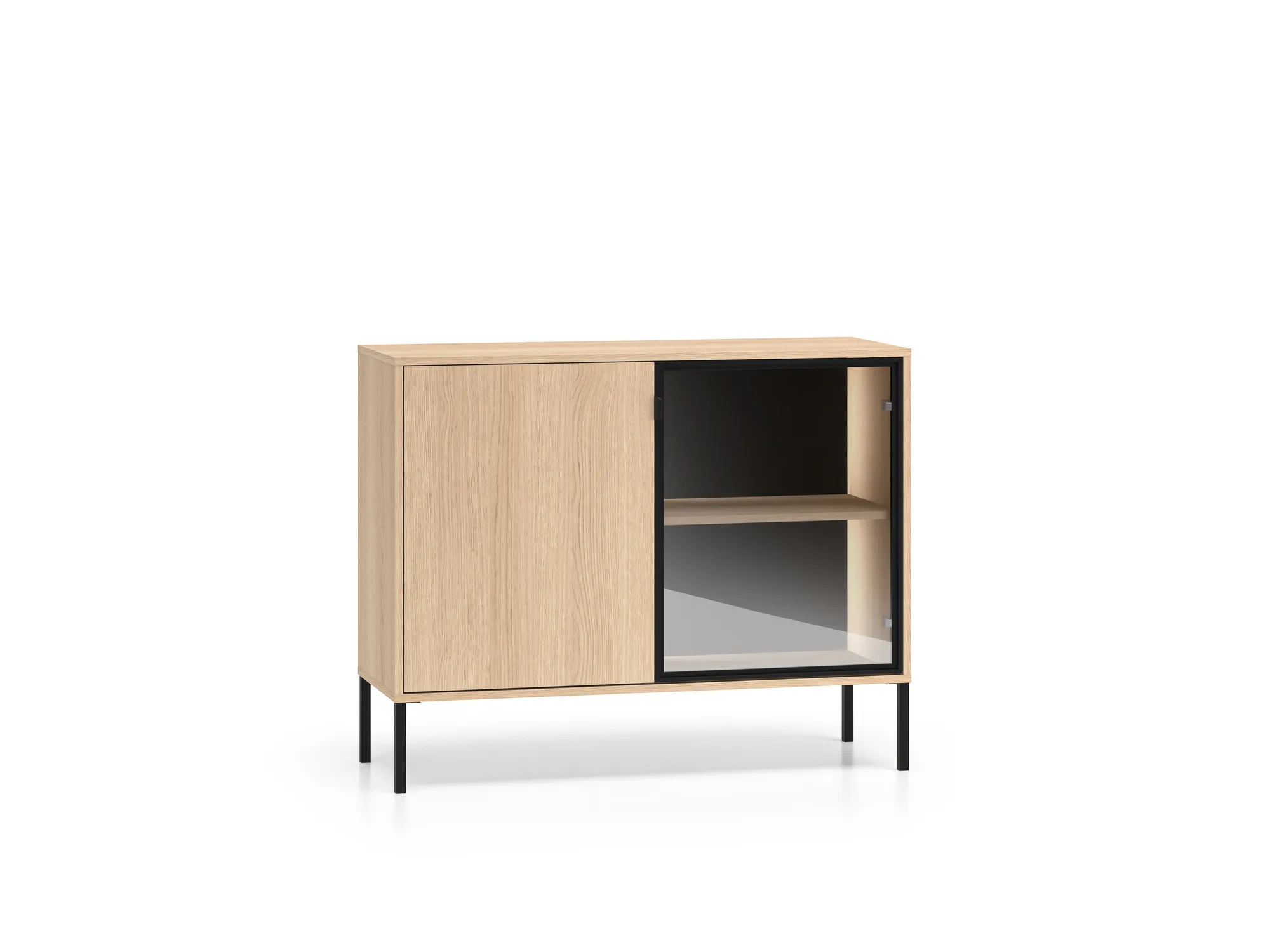 Spintelė su LED apšvietimu BARNET, ąžuolo, 107x40x86 cm