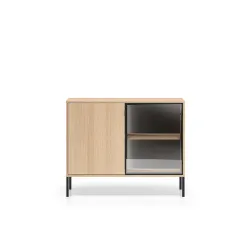 Spintelė su LED apšvietimu BARNET, ąžuolo, 107x40x86 cm