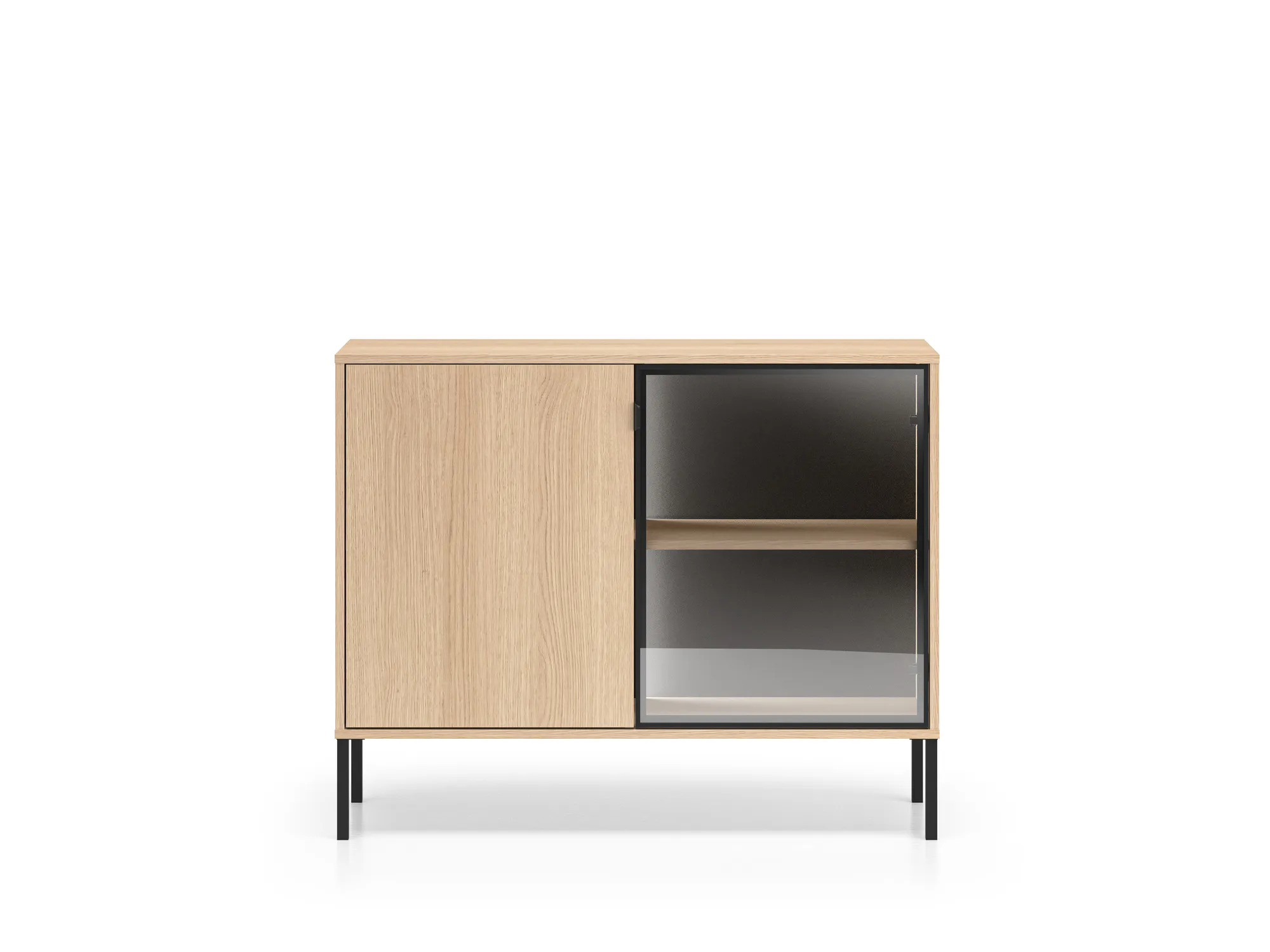 Spintelė su LED apšvietimu BARNET, ąžuolo, 107x40x86 cm