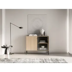 Spintelė su LED apšvietimu BARNET, ąžuolo, 107x40x86 cm