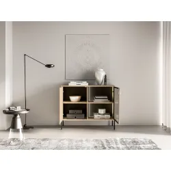 Spintelė su LED apšvietimu BARNET, ąžuolo, 107x40x86 cm