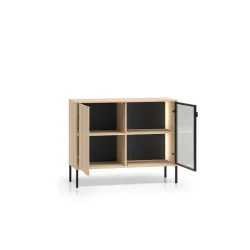 Spintelė su LED apšvietimu BARNET, ąžuolo, 107x40x86 cm