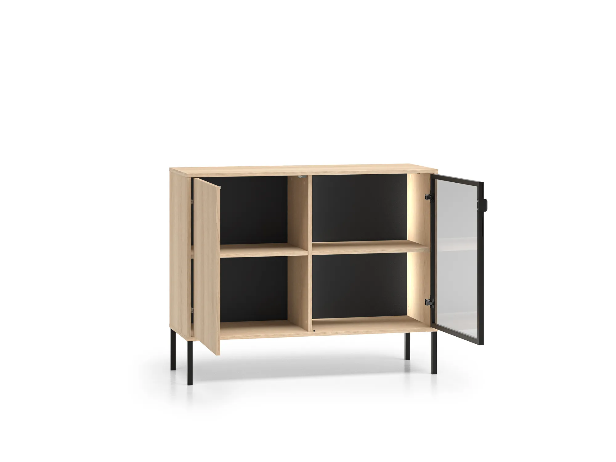 Spintelė su LED apšvietimu BARNET, ąžuolo, 107x40x86 cm