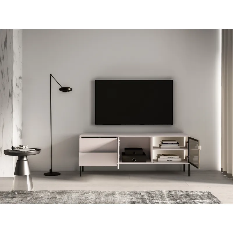 TV spintelė su LED apšvietimu BARNET, kašmyro, 160x40x59 cm