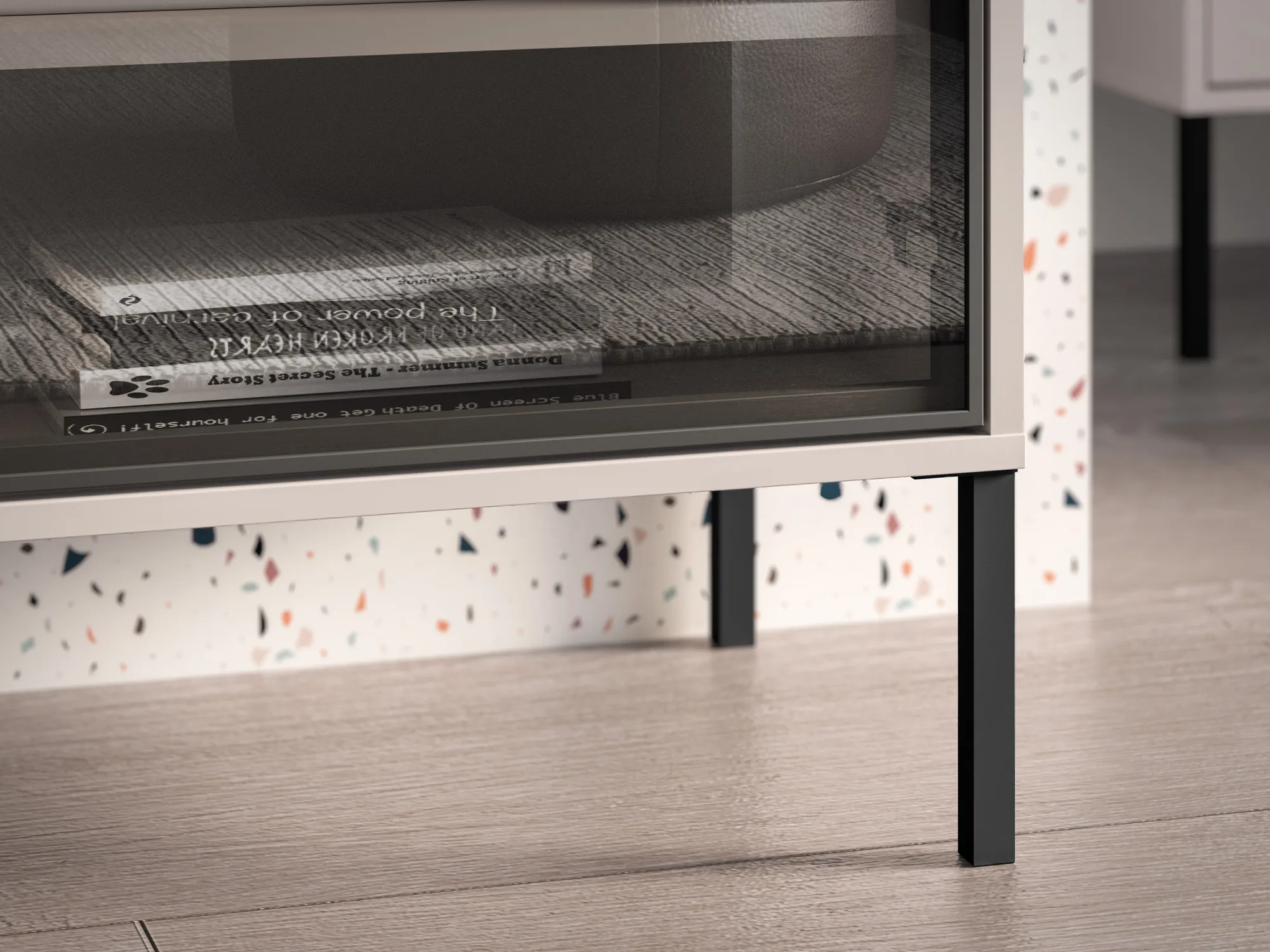 TV spintelė su LED apšvietimu BARNET, kašmyro, 160x40x59 cm