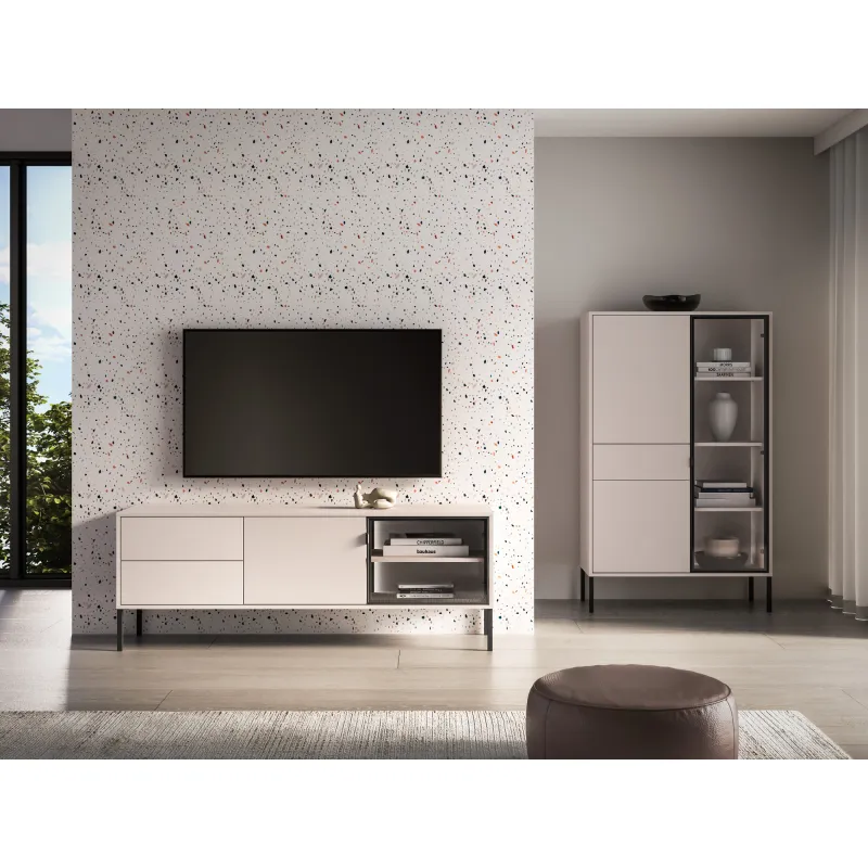 TV spintelė su LED apšvietimu BARNET, kašmyro, 160x40x59 cm