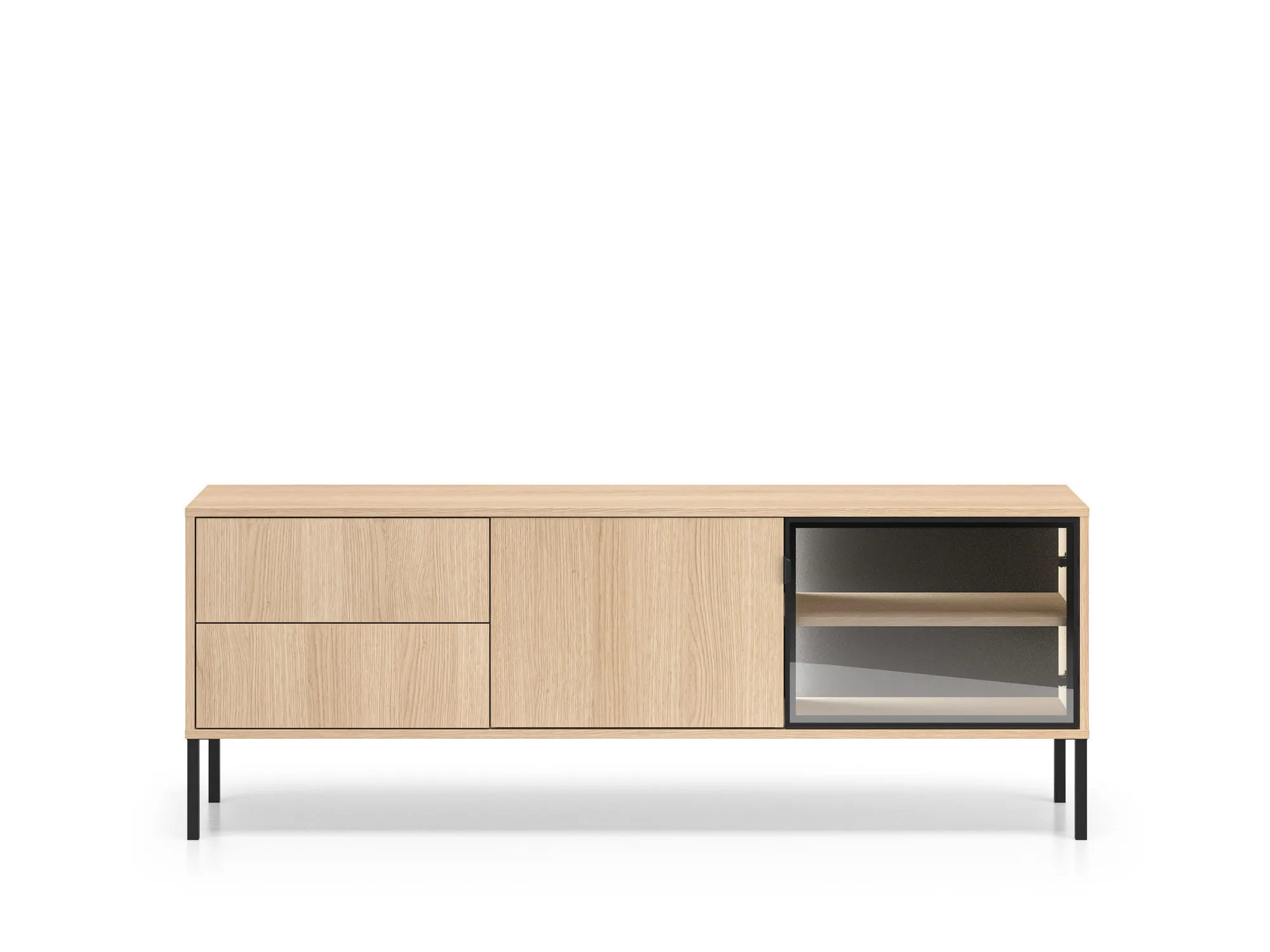 TV spintelė su LED apšvietimu BARNET, ąžuolo, 160x40x59 cm