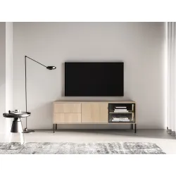 TV spintelė su LED apšvietimu BARNET, ąžuolo, 160x40x59 cm