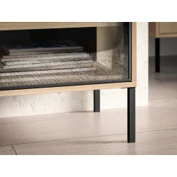 TV spintelė su LED apšvietimu BARNET, ąžuolo, 160x40x59 cm