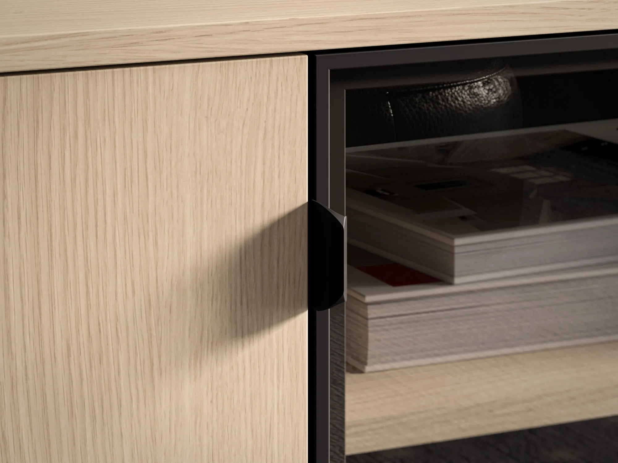 TV spintelė su LED apšvietimu BARNET, ąžuolo, 160x40x59 cm