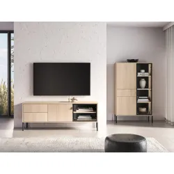 TV spintelė su LED apšvietimu BARNET, ąžuolo, 160x40x59 cm