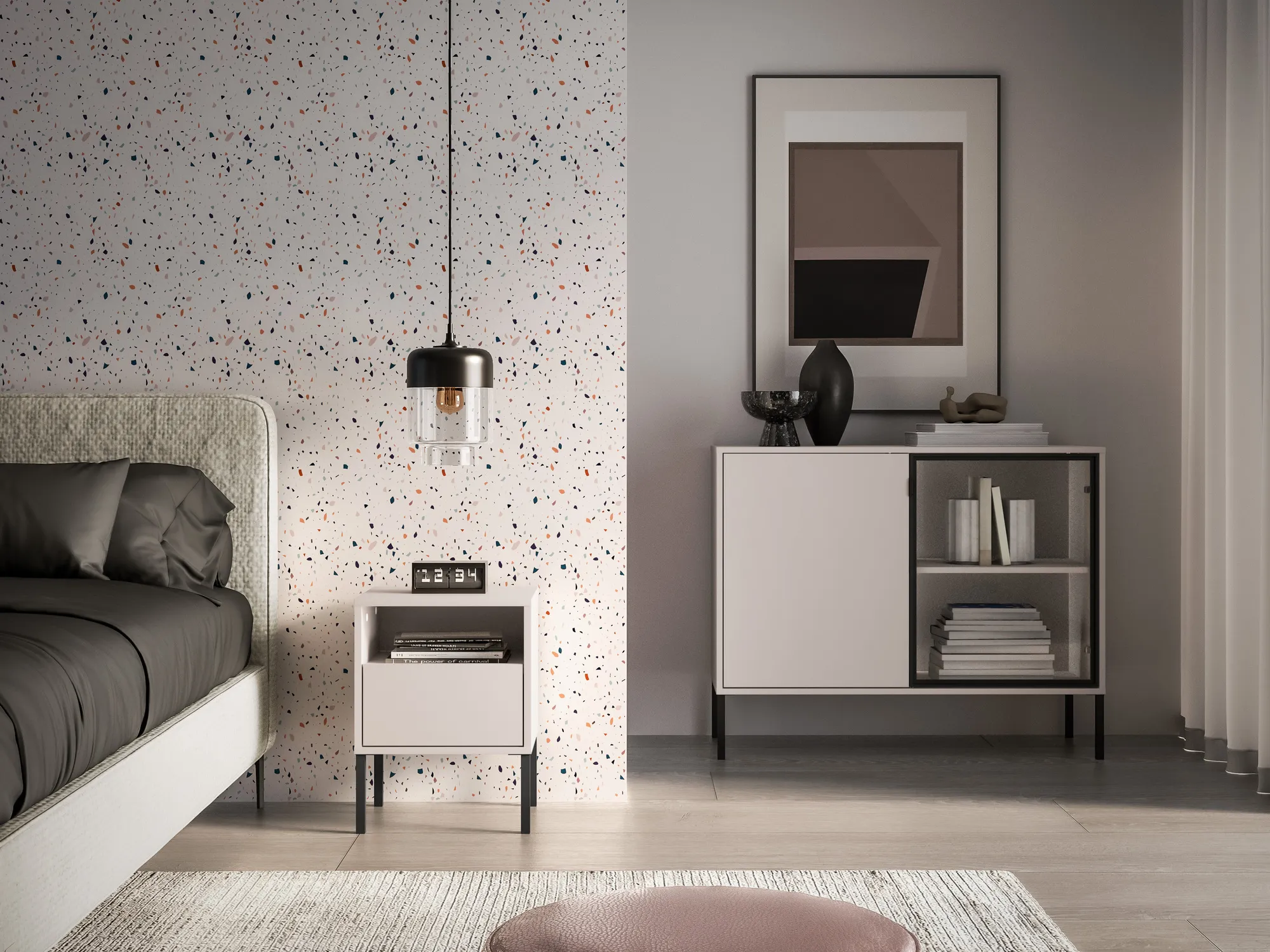 Naktinis staliukas BARNET, kašmyro, 40x34x53 cm