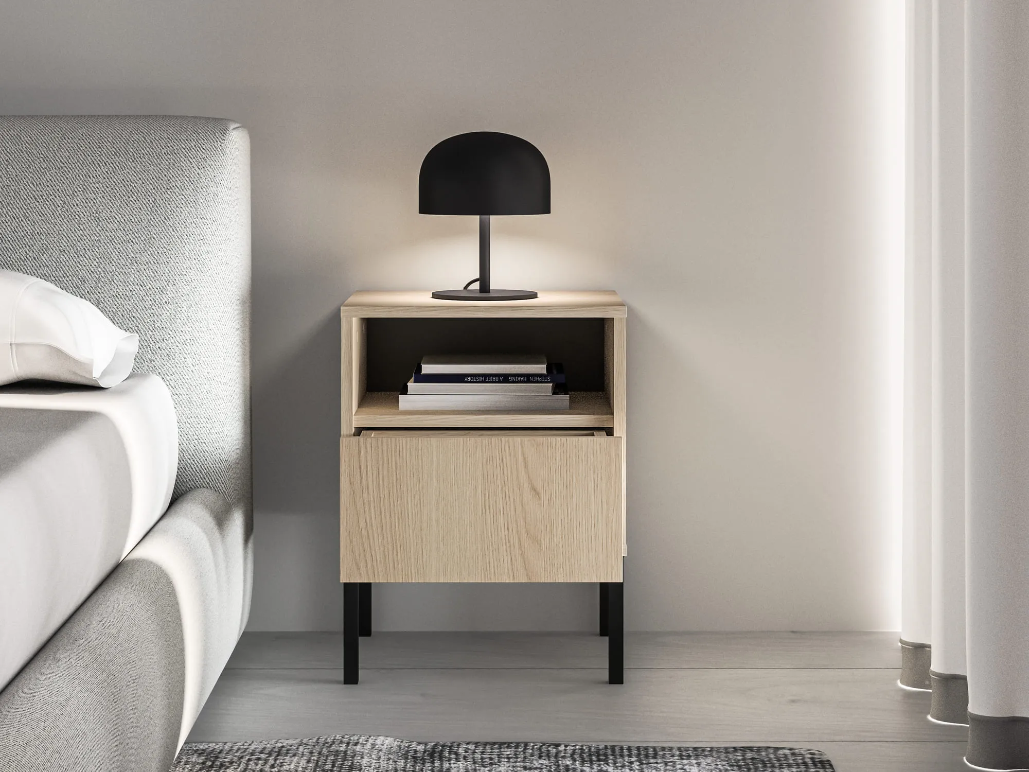 Naktinis staliukas BARNET, ąžuolo, 40x34x53 cm