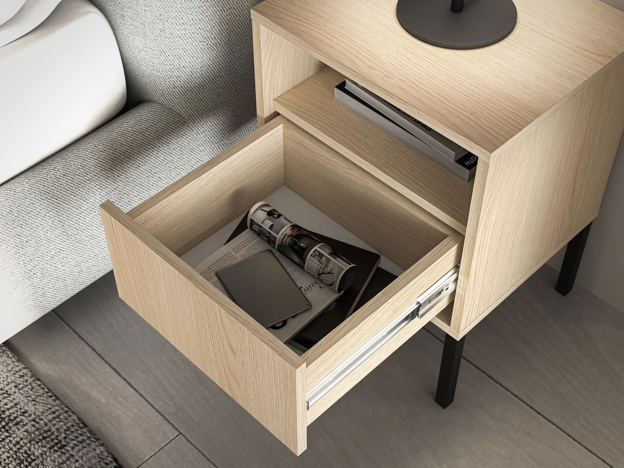 Naktinis staliukas BARNET, ąžuolo, 40x34x53 cm