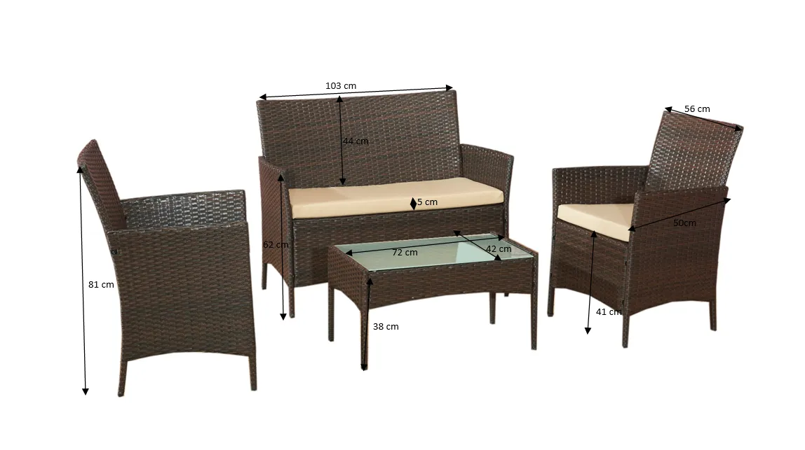 Lauko baldų komplektas COMO BROWN