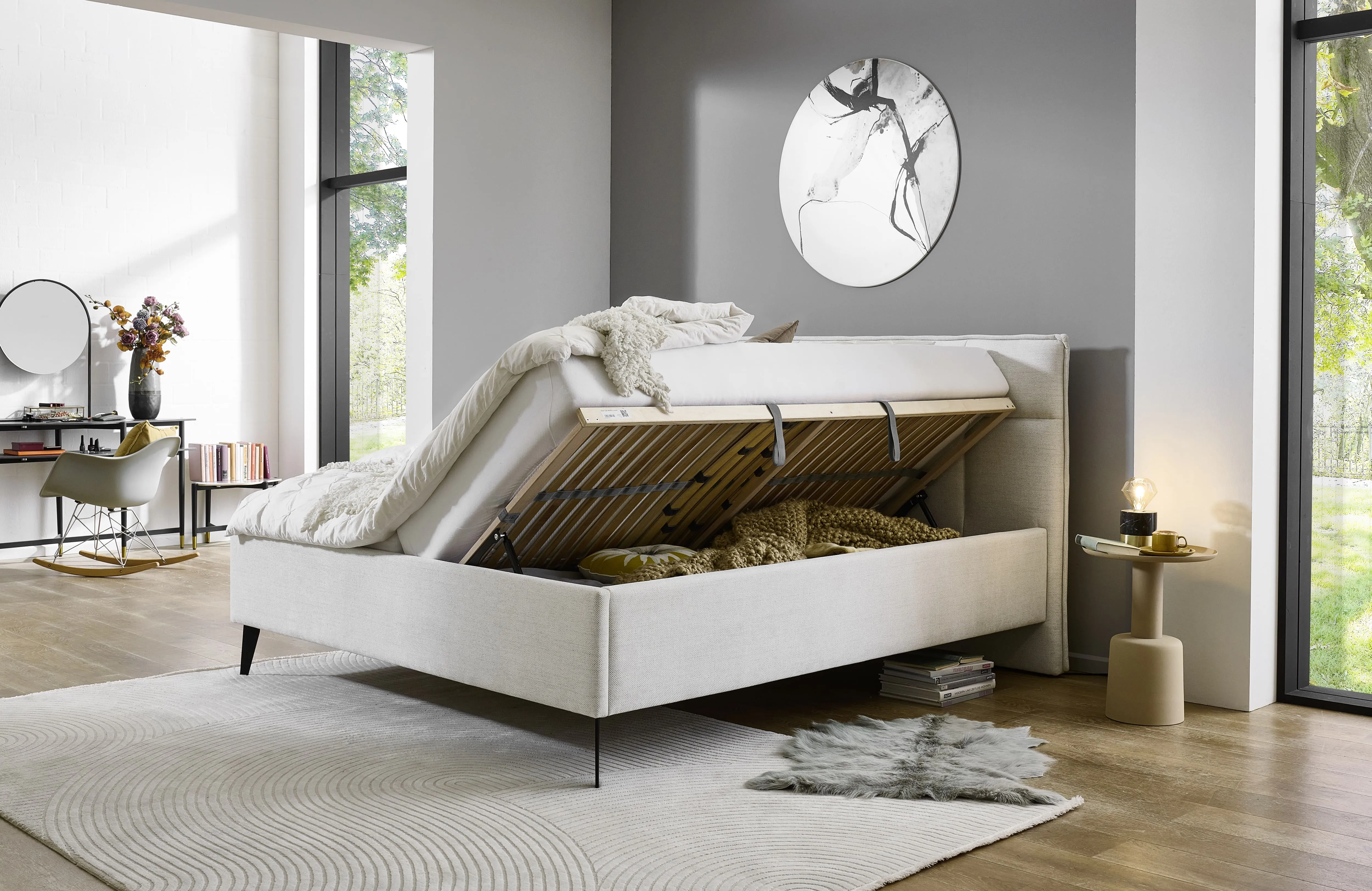 Lova 160/180 cm PAULA su pat. dėže, beige