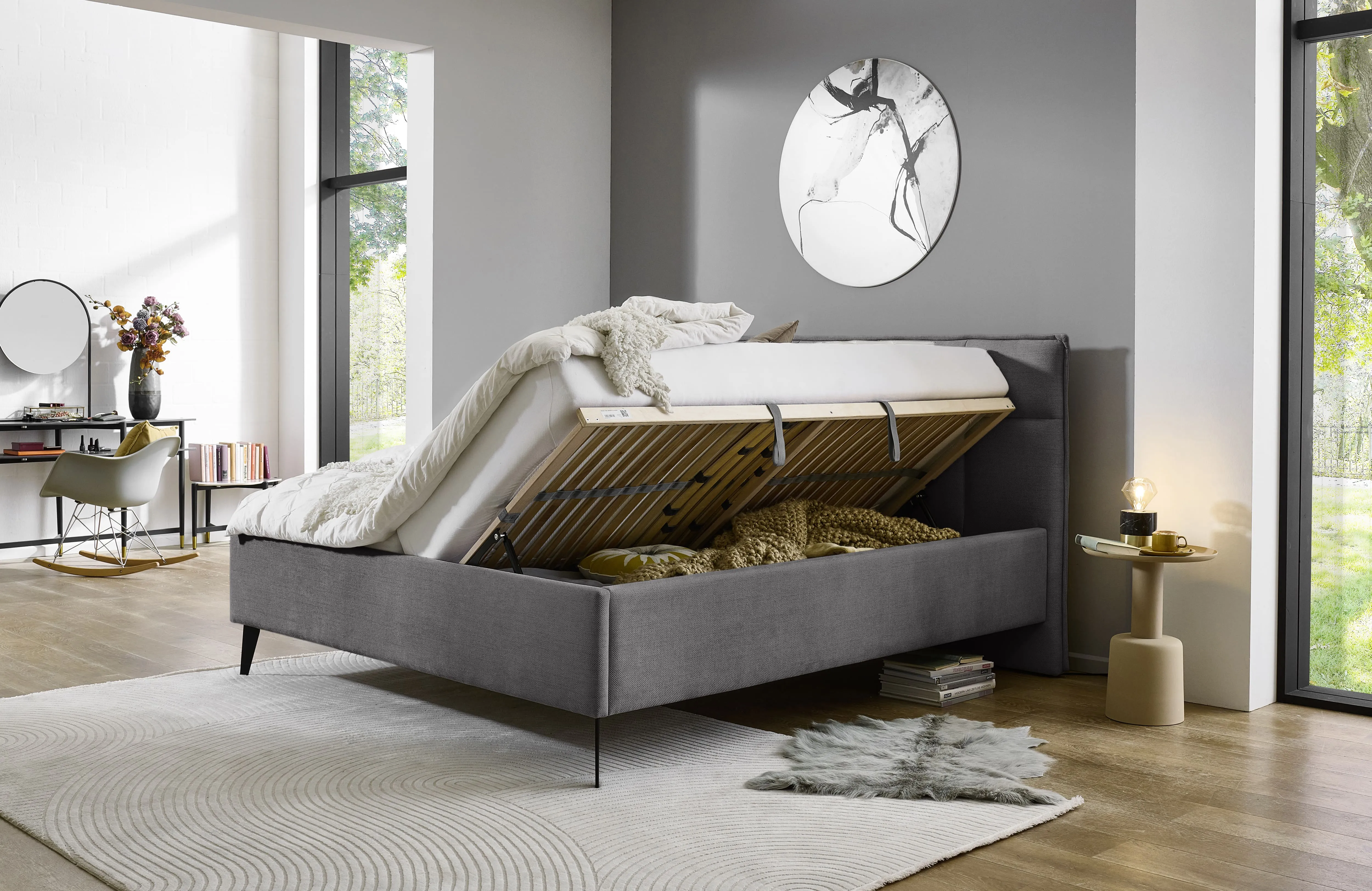 Lova 160/180 cm PAULA su pat. dėže, antracito