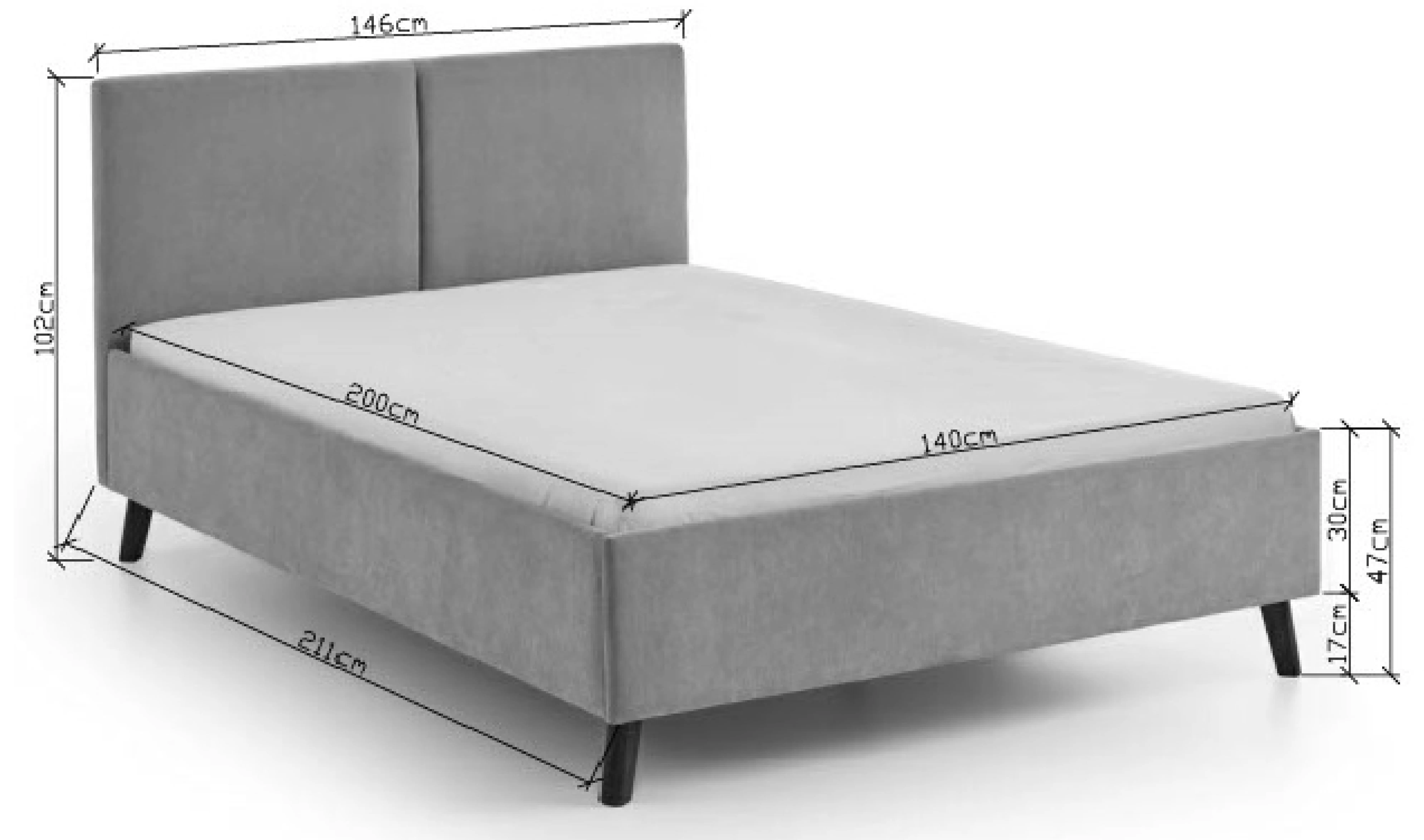 Lova 140/160/180 cm PIANA, beige