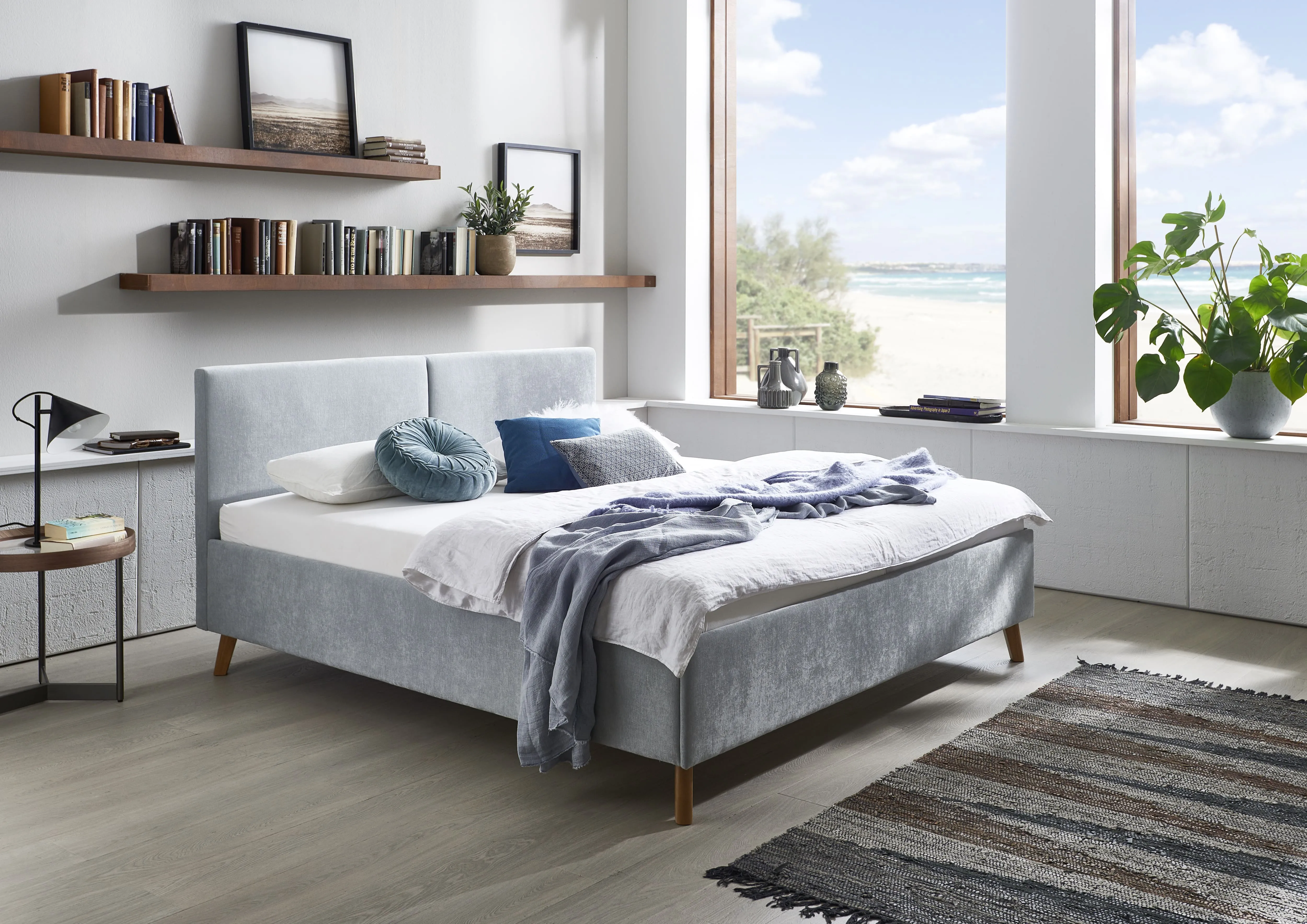 Lova 140/160/180 cm PIANA, šviesiai mėlyna