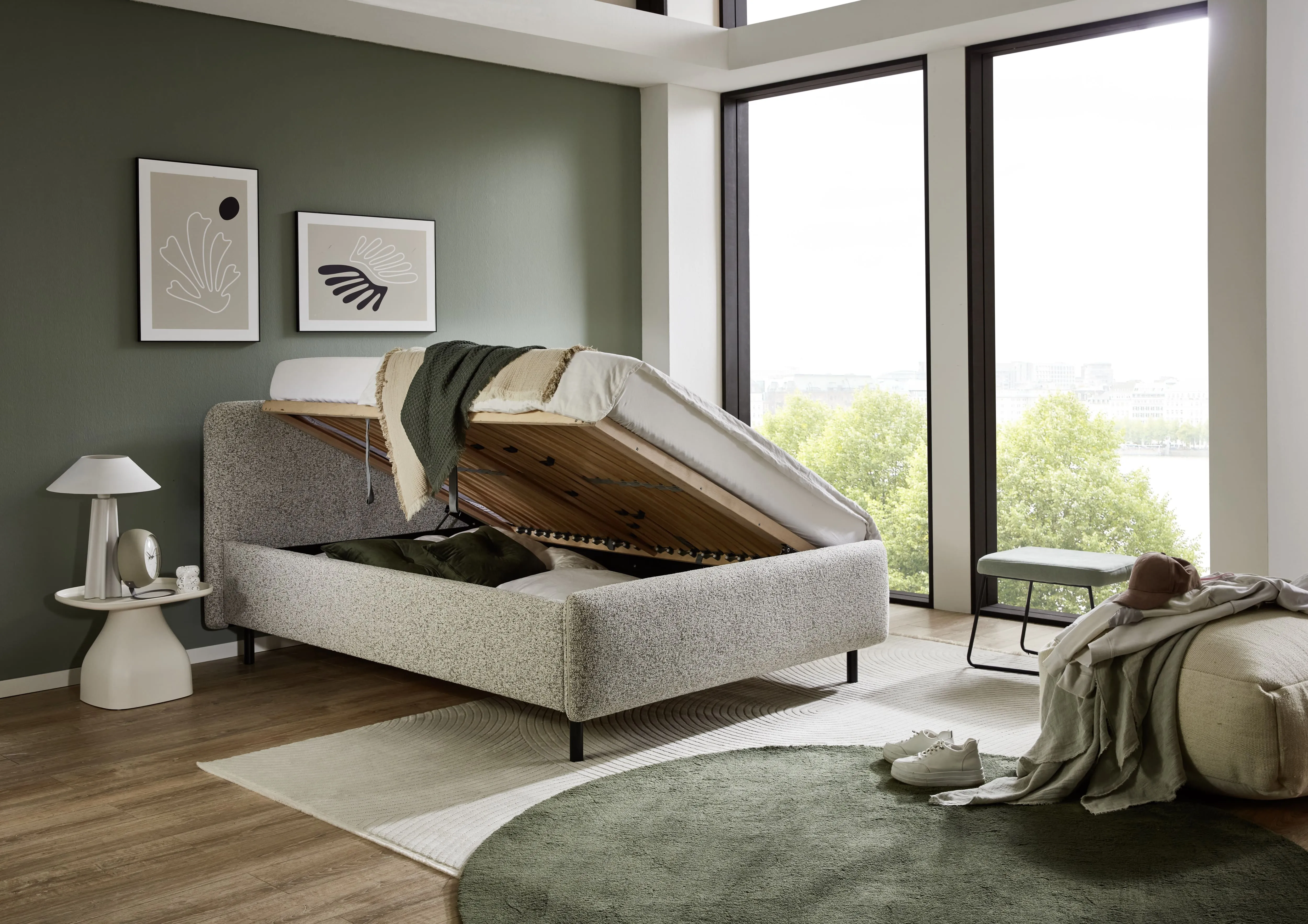 Lova 140/160/180 cm PRIMA su pat. dėže, beige