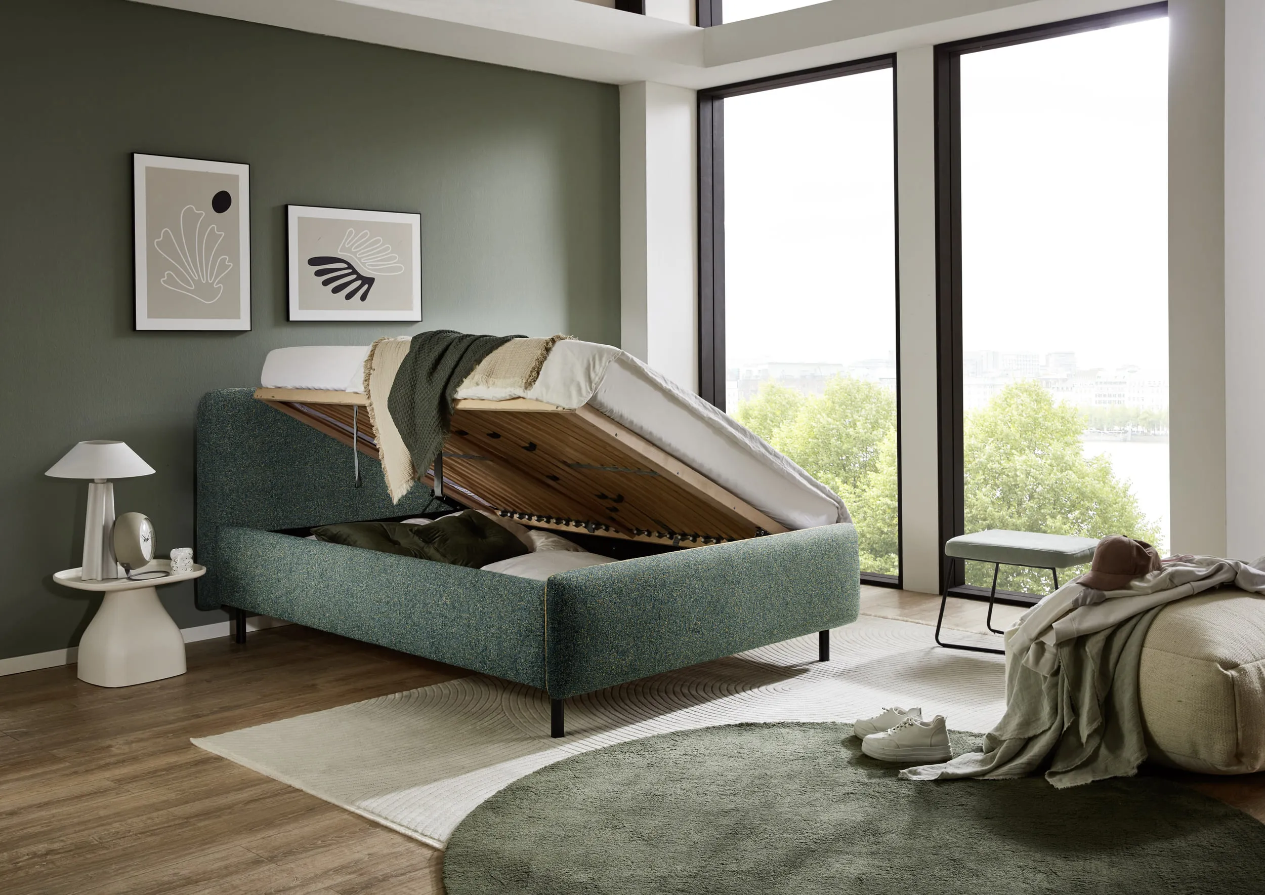 Lova 140/160/180 cm PRIMA su pat. dėže, žalia