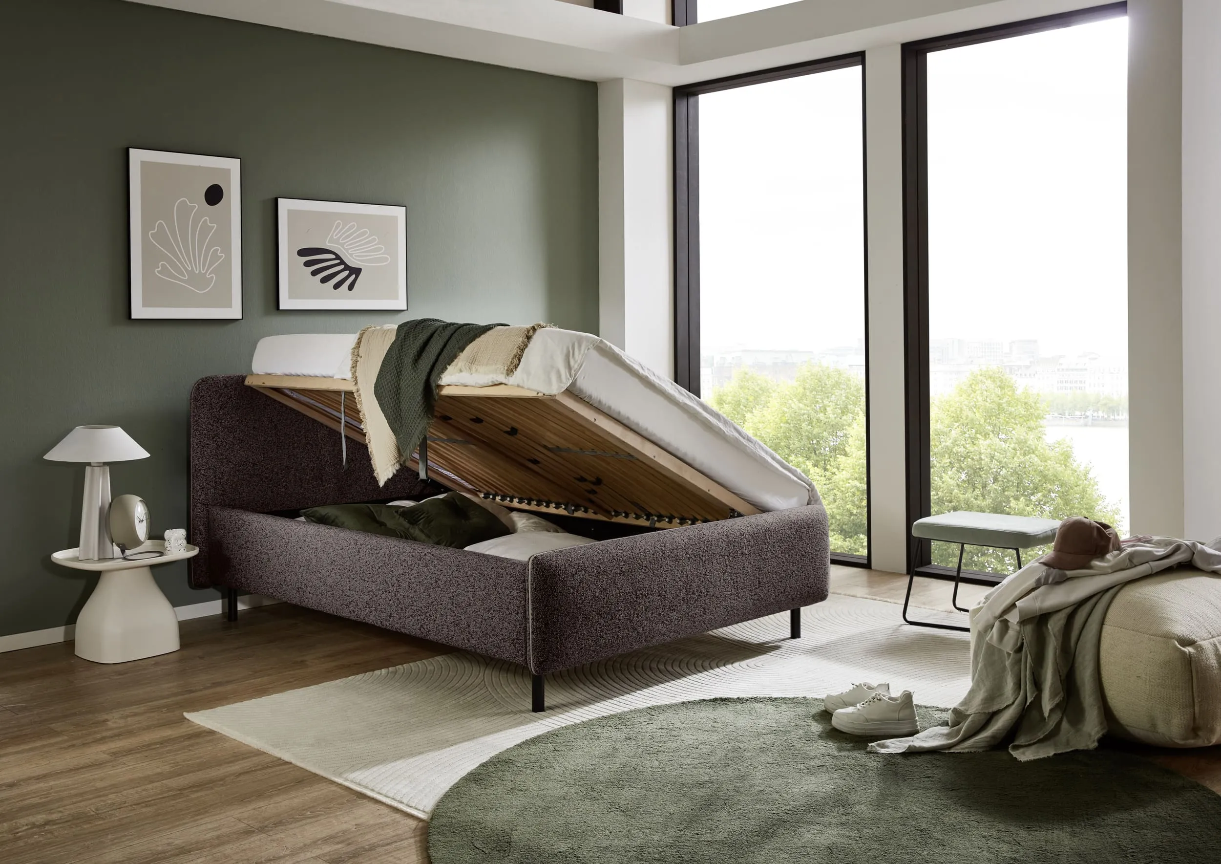 Lova 140/160/180 cm PRIMA su pat. dėže, antracito