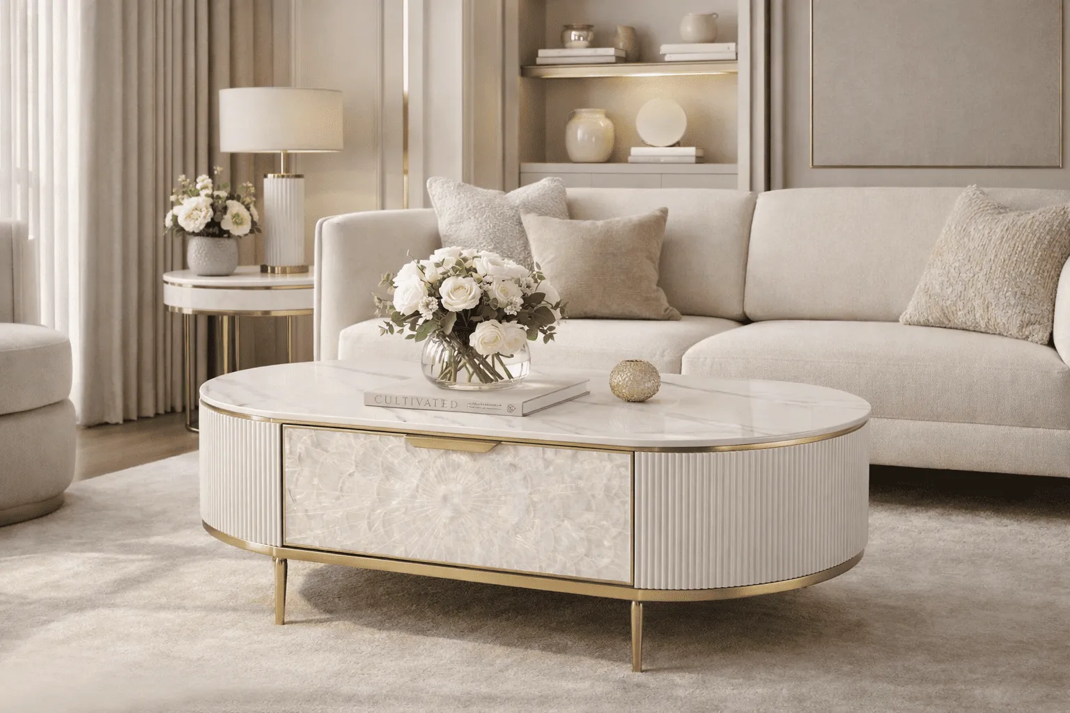 Žurnalinis staliukas STILI, baltas, 122x71x45 cm