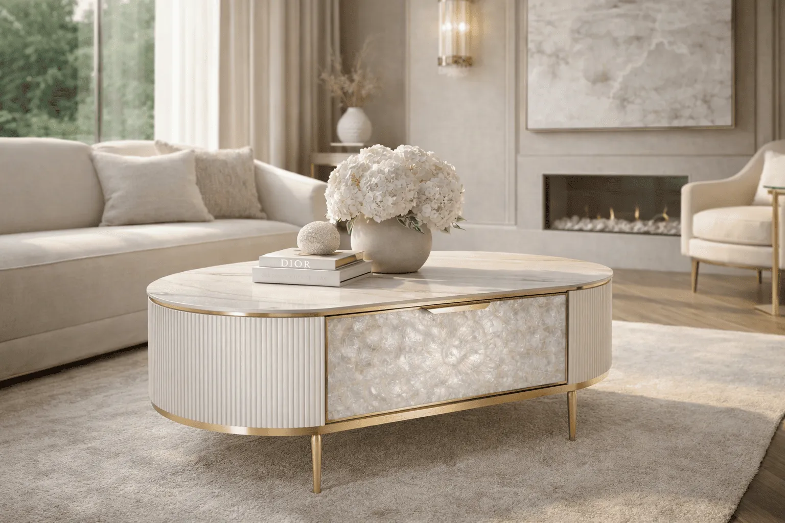 Žurnalinis staliukas STILI, baltas, 122x71x45 cm