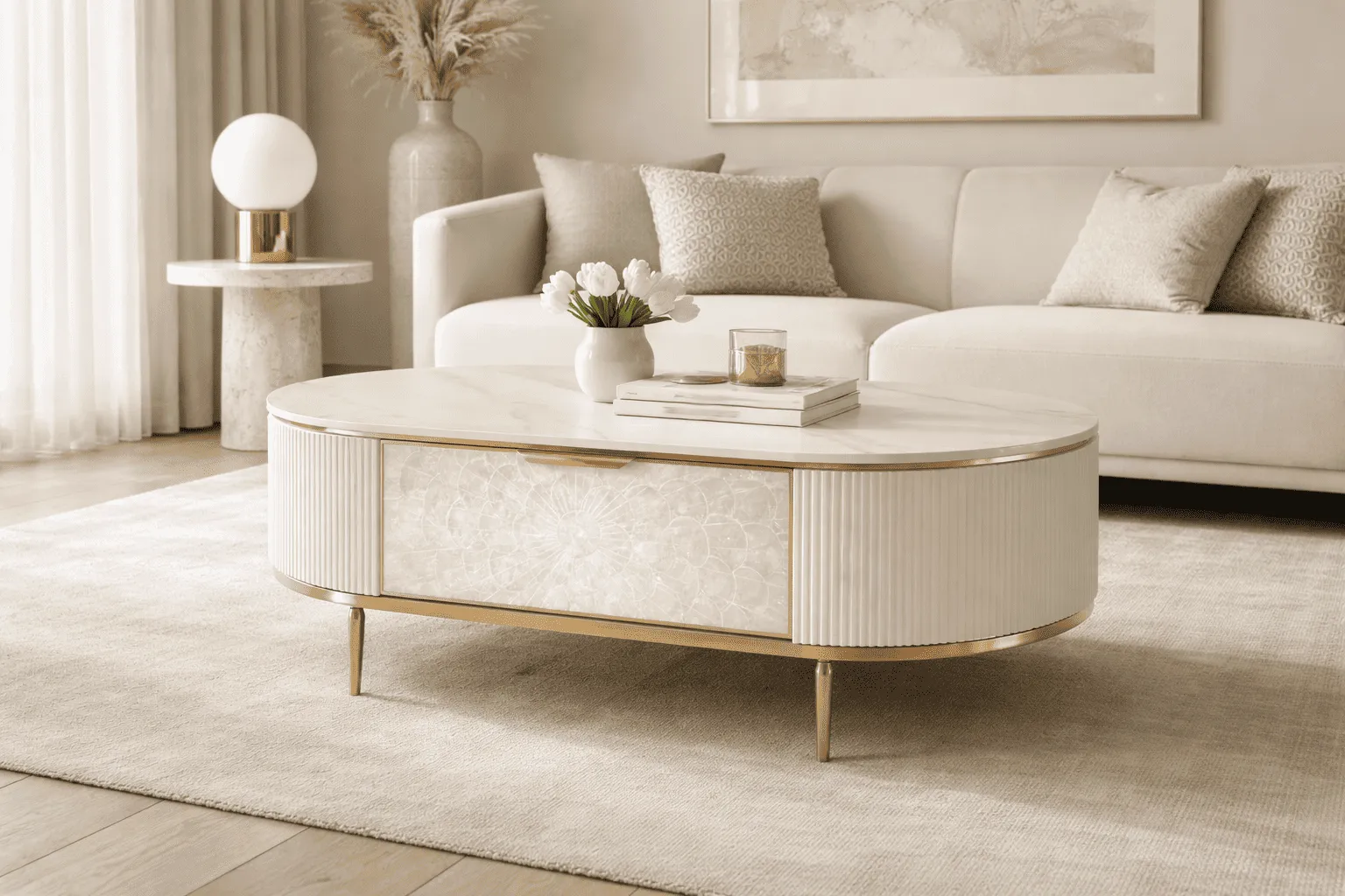 Žurnalinis staliukas STILI, baltas, 122x71x45 cm